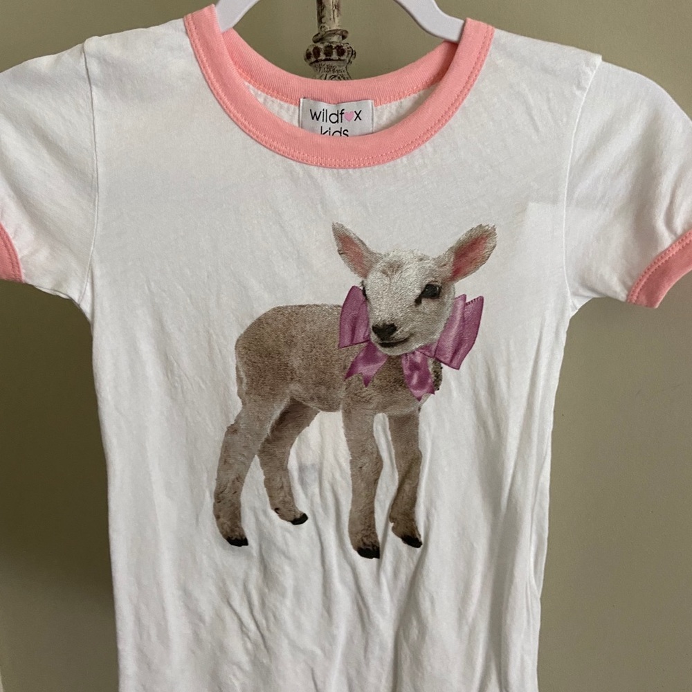 ❌SOLD❌NWT Wildfox Lamb Ringer Tee Girls 7/8 Top - Picture 2 of 3